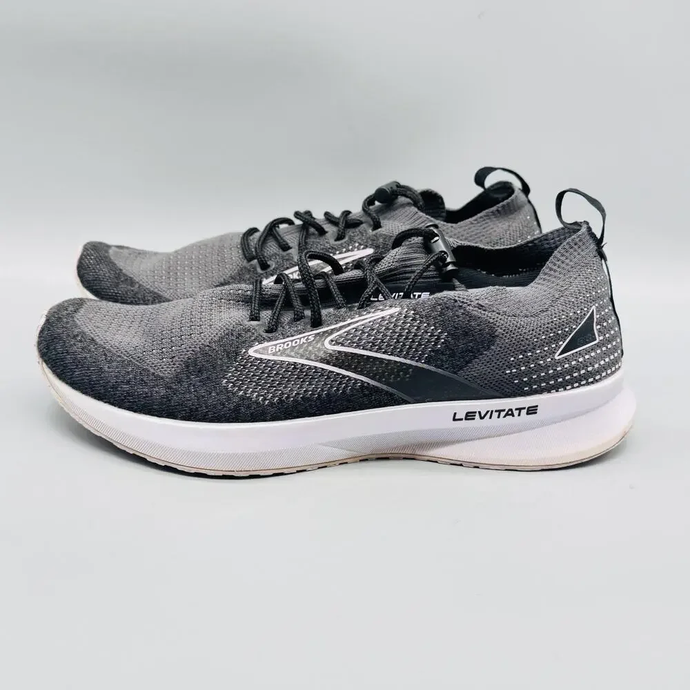Brooks Shoes Women 9.5 Black Gray Levitate StealthFit 5 Running Athletic Sneaker